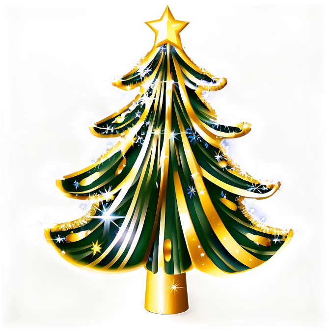 a green and gold christmas tree with stars