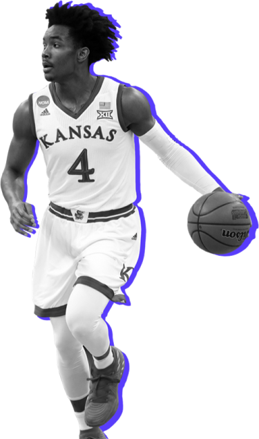 a black and white photo of a basketball player