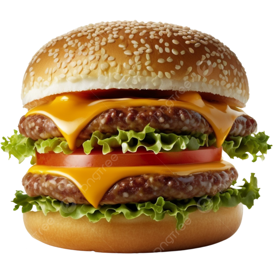 a hamburger with cheese, tomato and lete