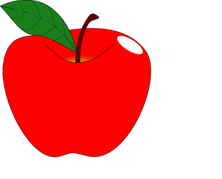an apple with a green leaf on it