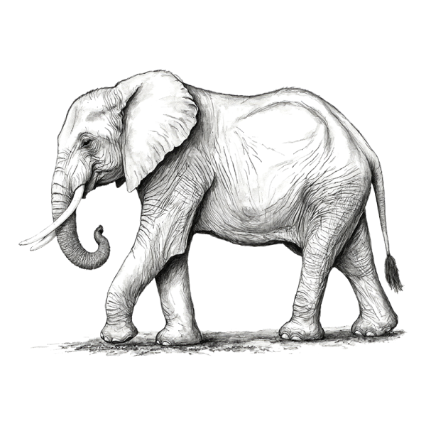a pencil drawing of an elephant