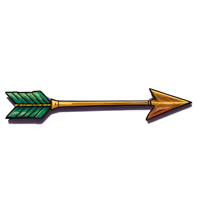 a green and gold arrow pin on a white background