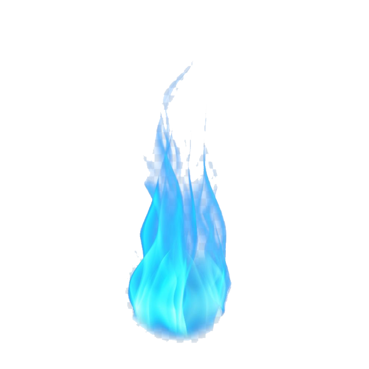 a blue flame on a white background