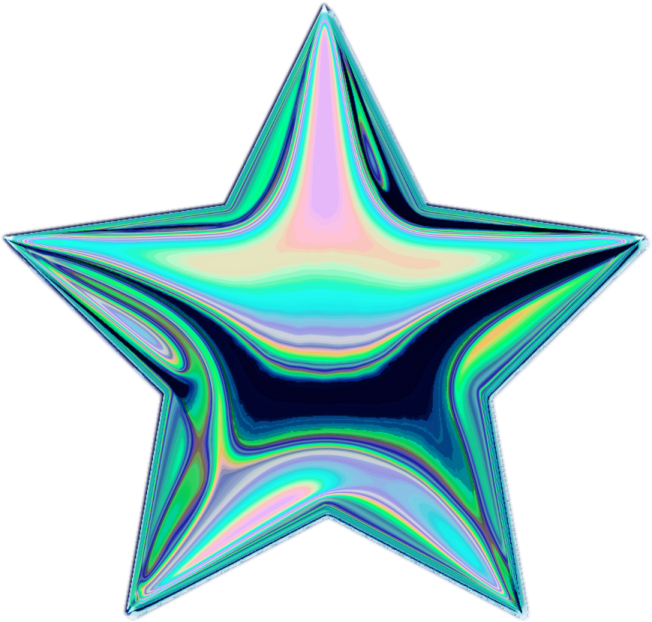 a blue and green star on a white background