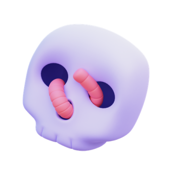 a white skull with pink feet