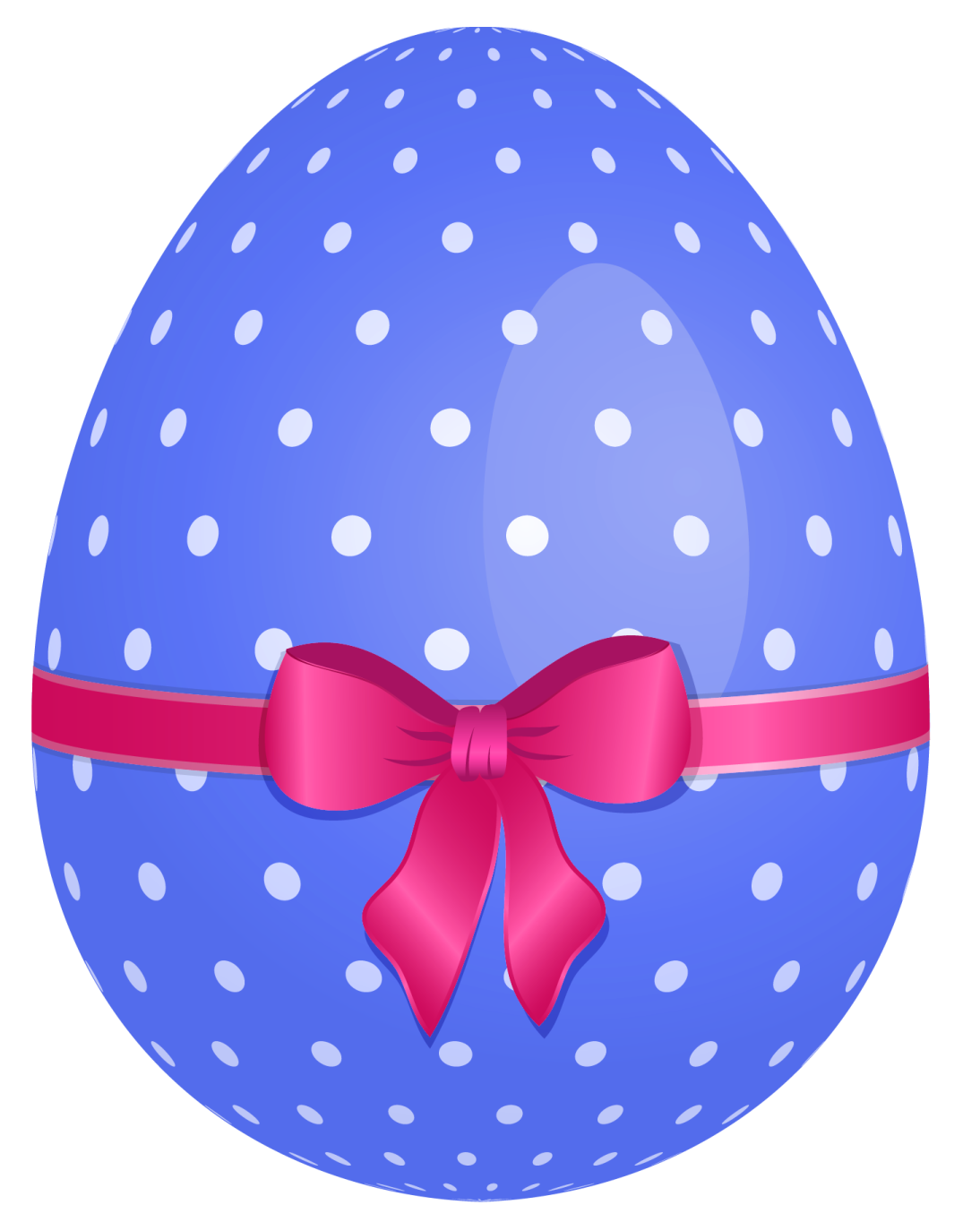 a blue easter egg with a red bow