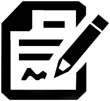 a black and white image of a pen and paper