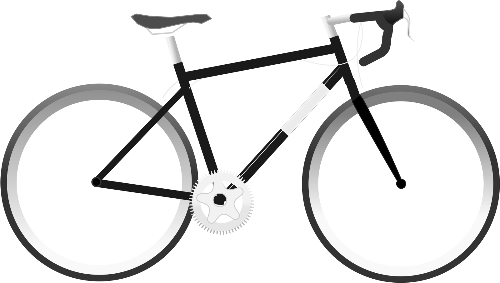 a black and white bicycle on a white background