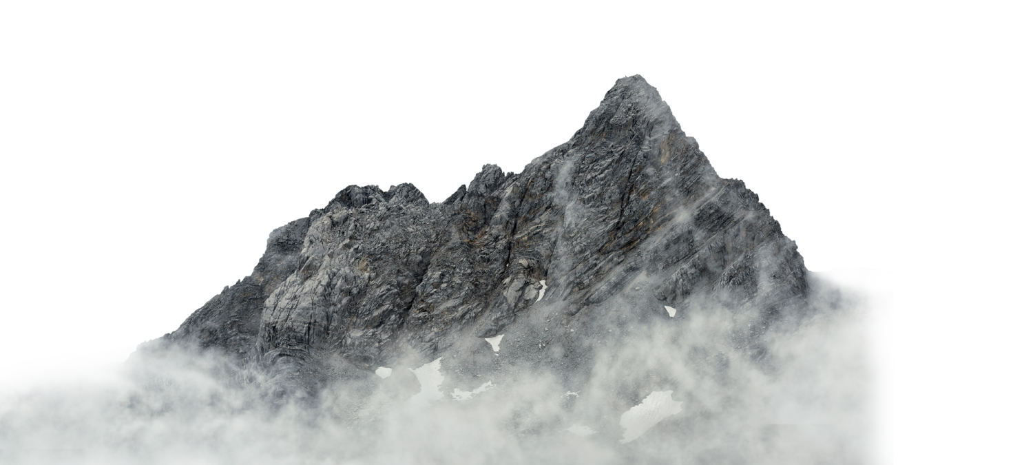 an image of a mountain in the fog