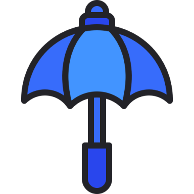 a blue umbrella on a white background