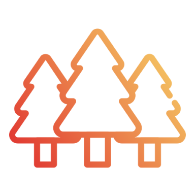 a line of trees in orange and white