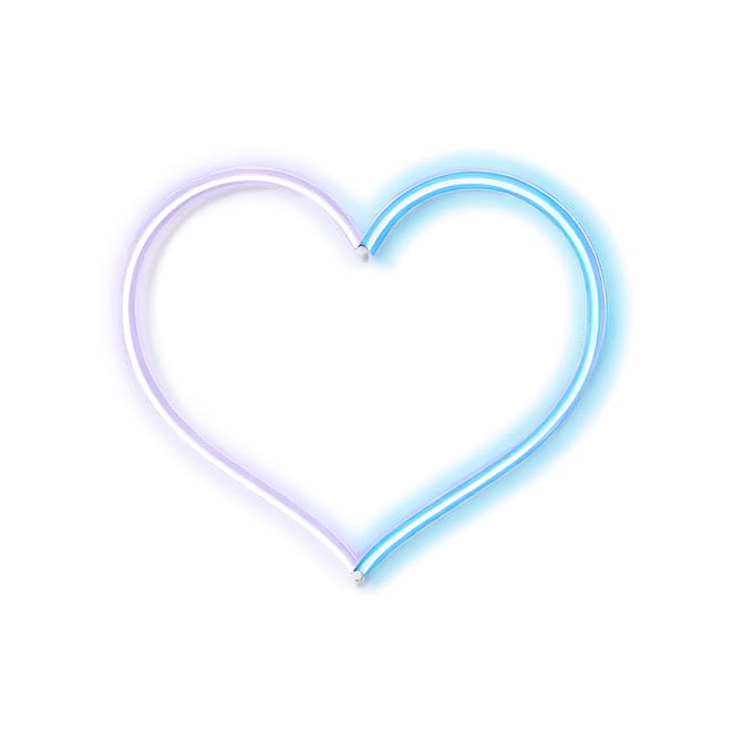 a heart shaped neon sign on a white background
