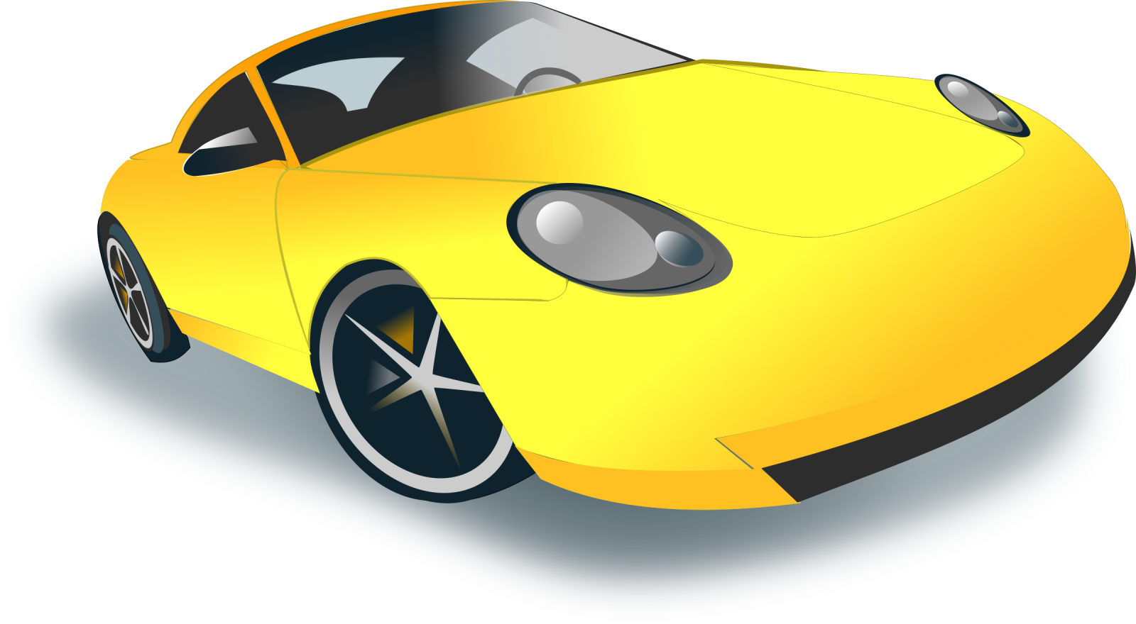 a yellow sports car on a white background