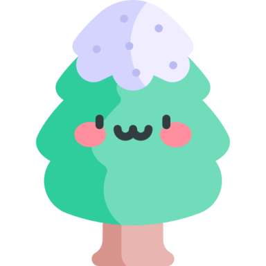 an illustration of a green tree with pink cheeks