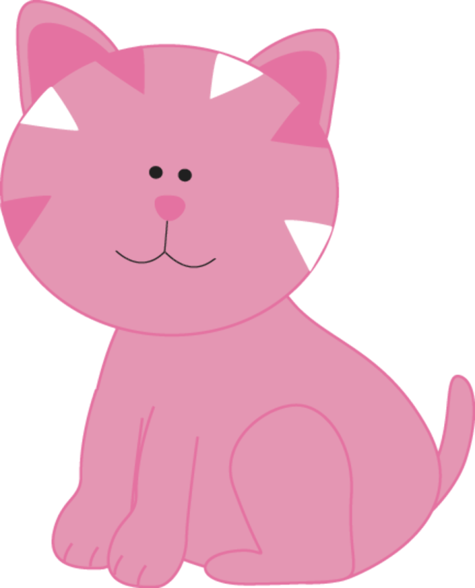 a pink cat sitting down on the ground