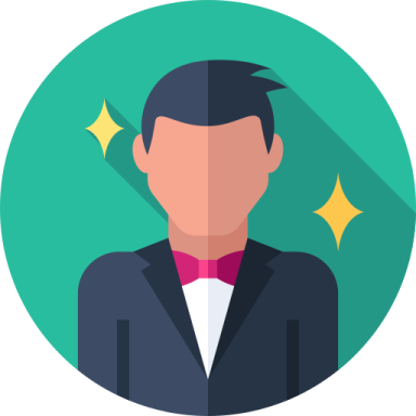 a flat icon of a man in a suit