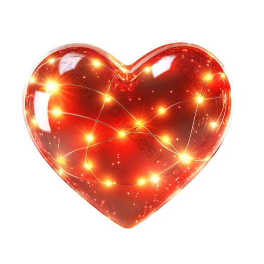 a red heart with glowing lights on it