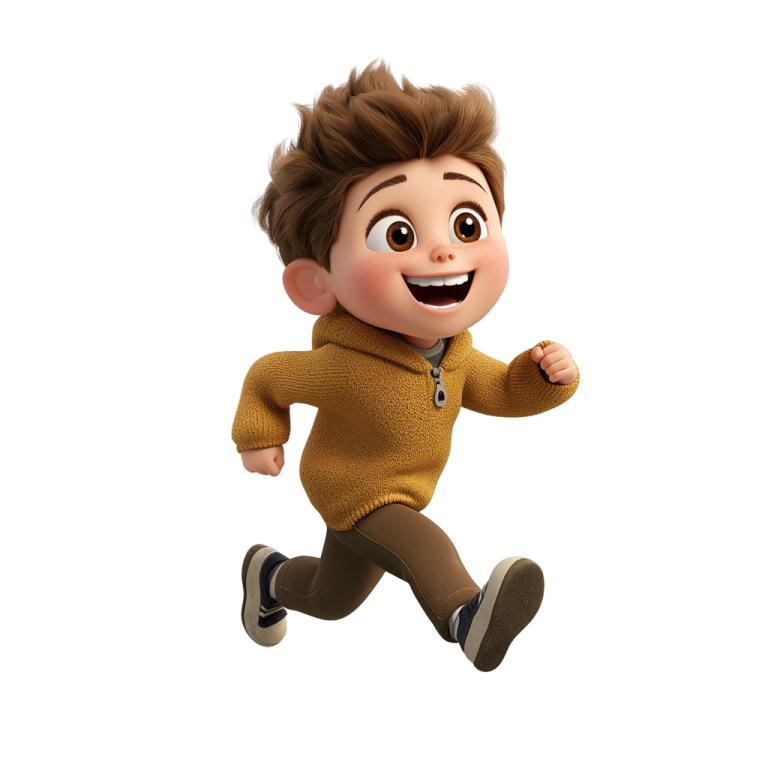 a cartoon character running in the air