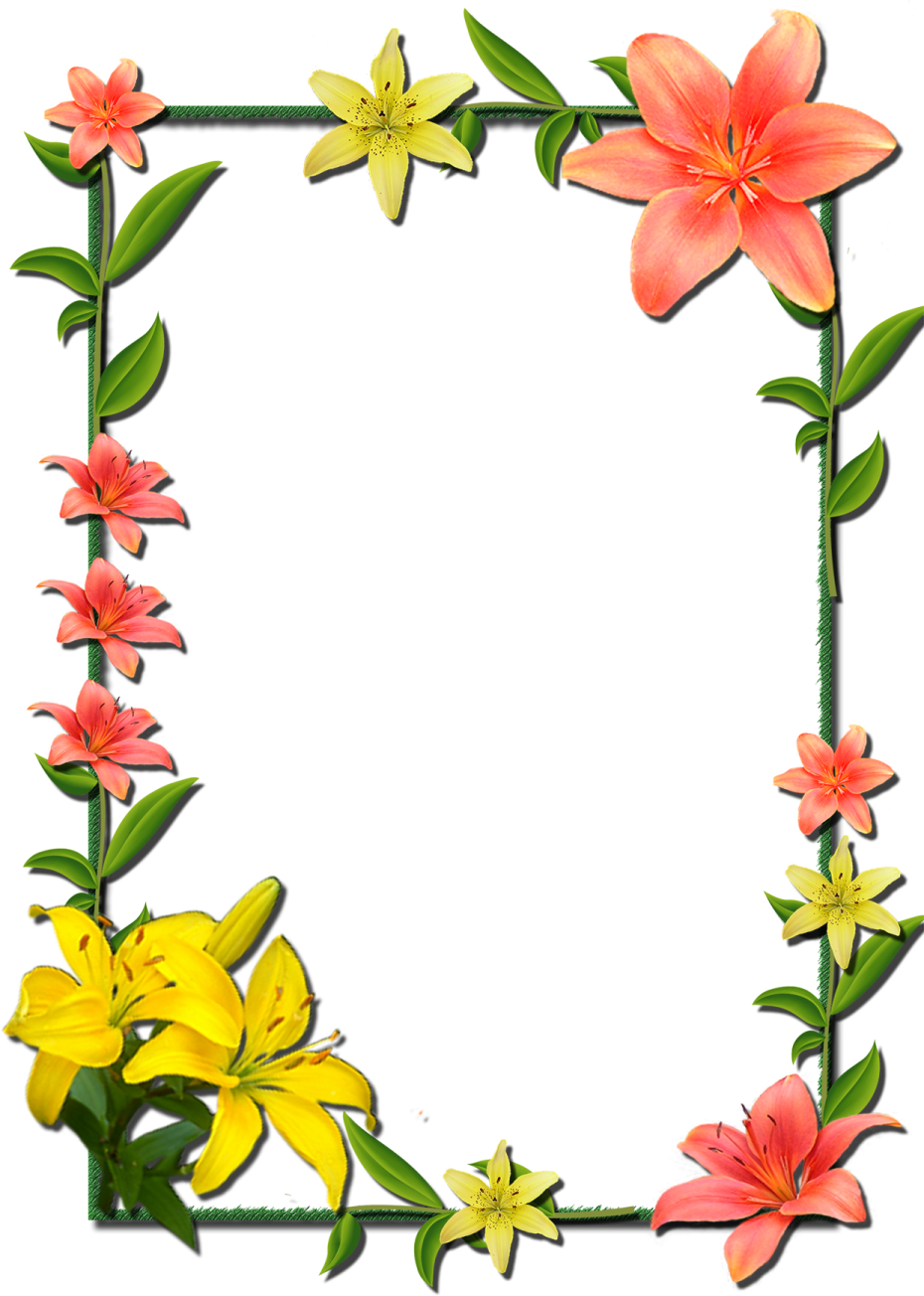 a picture frame with flowers and leaves