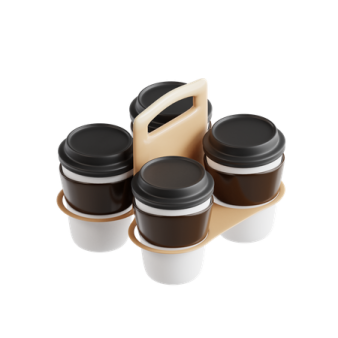 a set of three coffee cups with lids