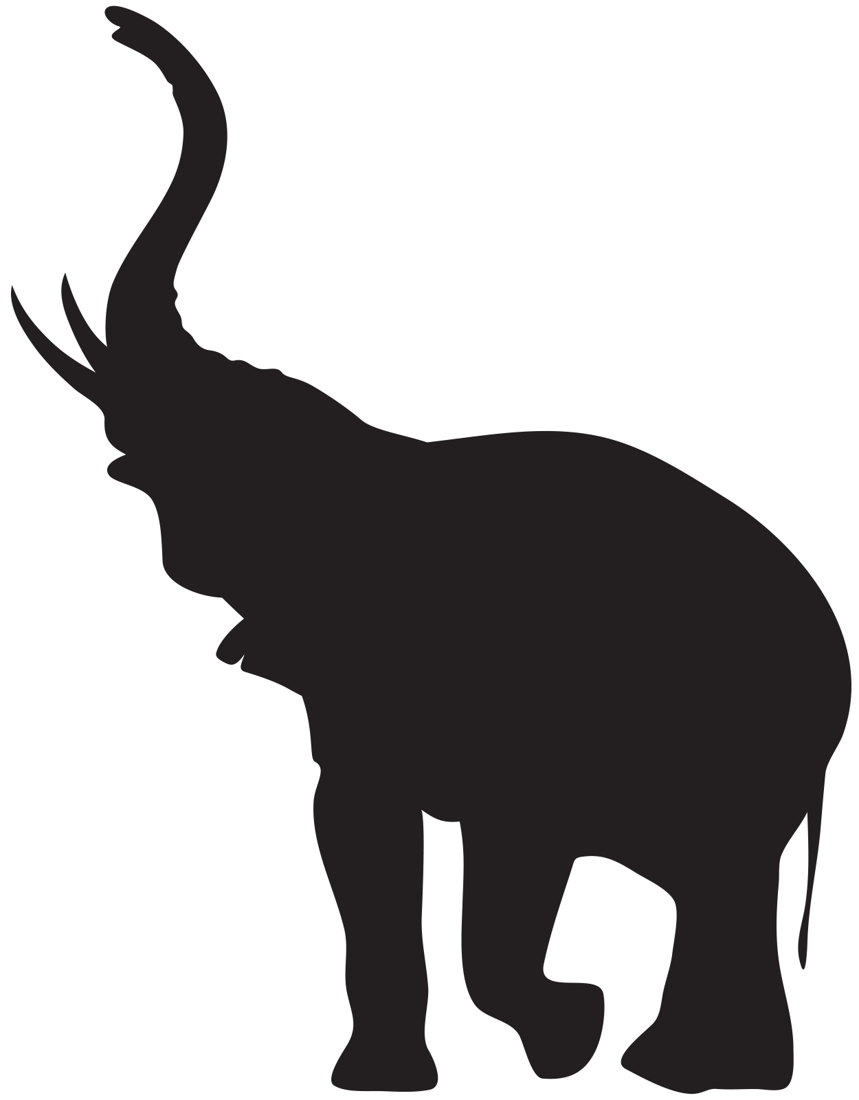 an elephant silhouetted on a white background