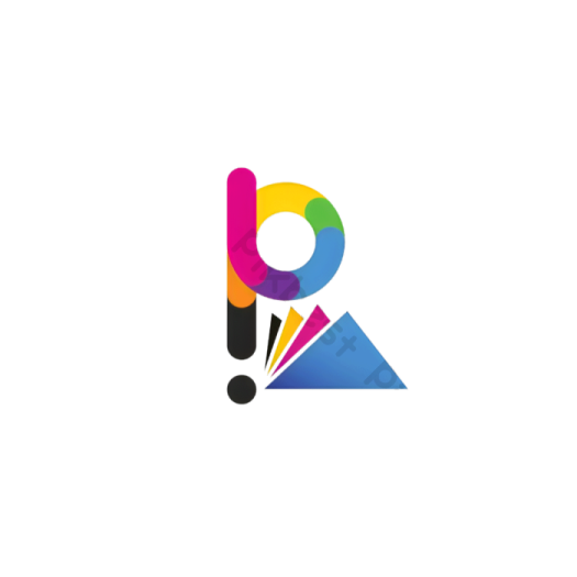 a colorful logo with the letter p on it