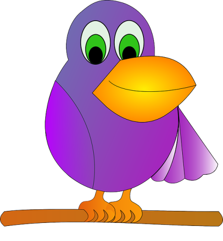 a purple bird with green eyes sitting on a branch