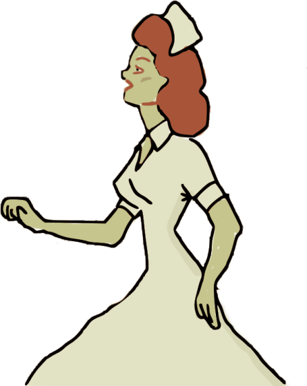 a cartoon of a woman in a white dress