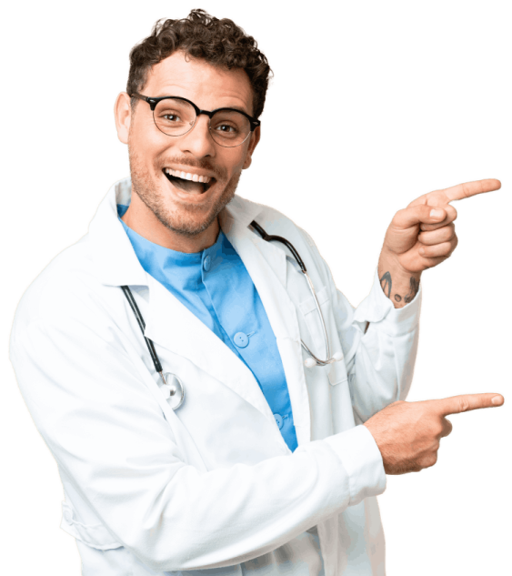 man wearing a white lab coat