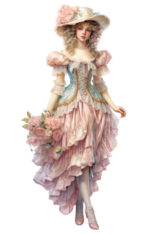 a statue of a woman in a dress and hat