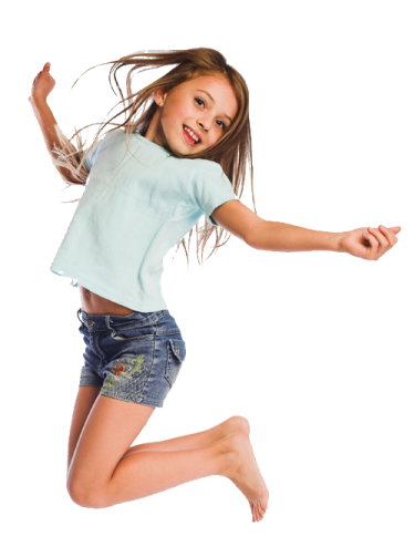 a young girl jumping in the air
