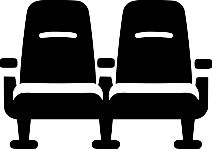 a black and white image of two chairs