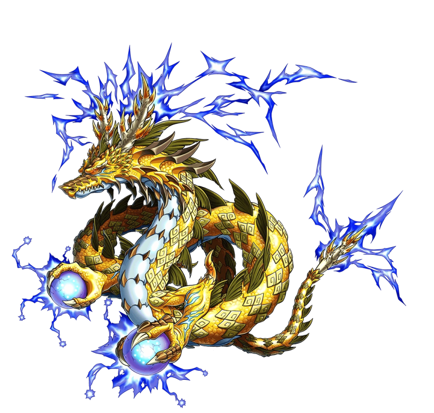 a golden dragon with blue and yellow wings