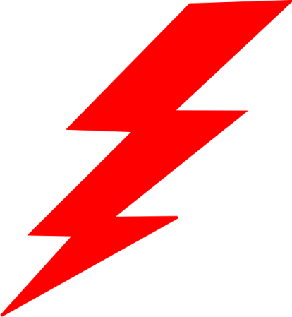 a red lightning bolt on white background