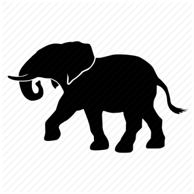 an elephant silhouetted on a white background