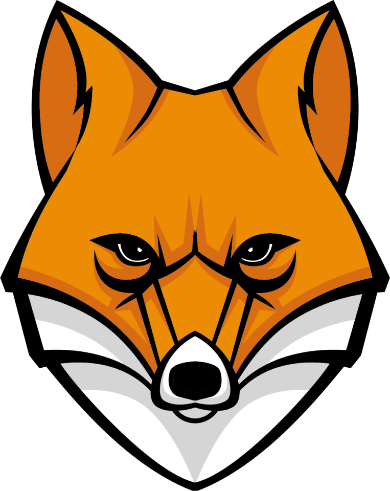 an orange fox head with a white background