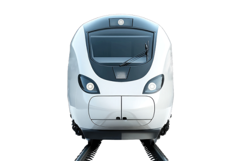 an electric train on a white background