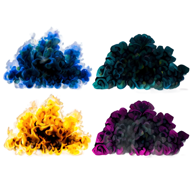 four different colored smokes on a white background