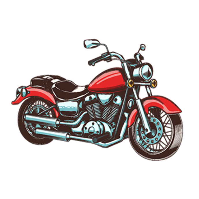 a red motorcycle on a white background