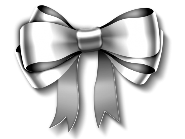 a silver bow on a white background