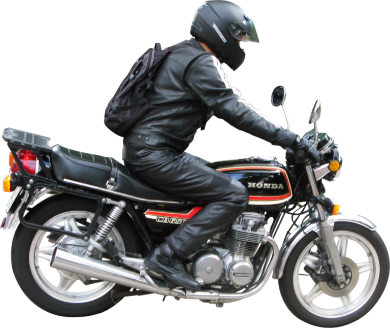 a man riding a motorcycle on a white background