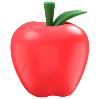 a red apple with green stem