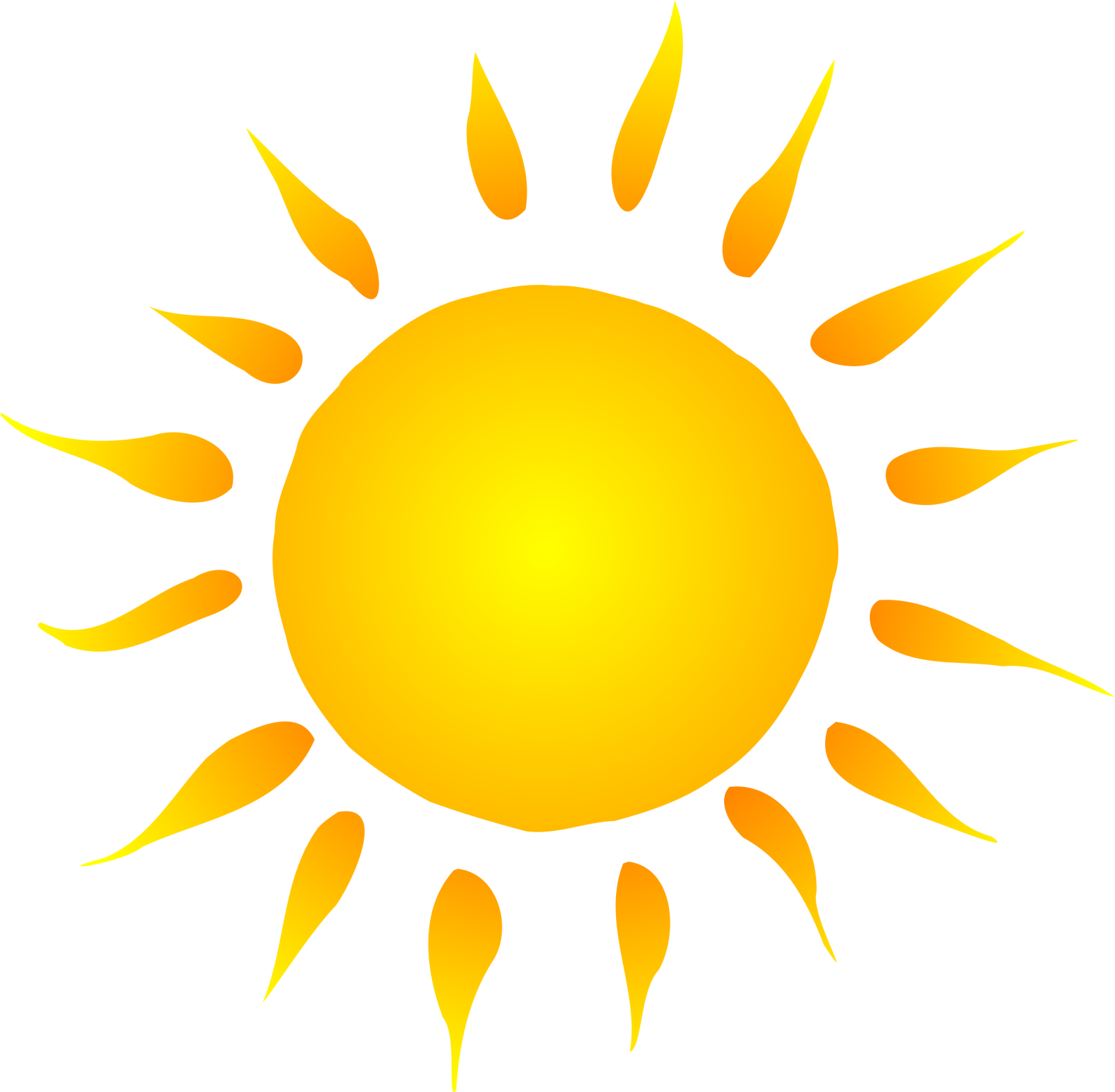 a yellow sun on a white background