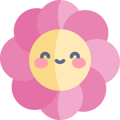 a pink flower with a smiley face on it