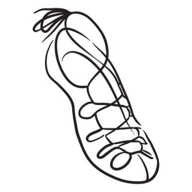 a black and white drawing of a shoe
