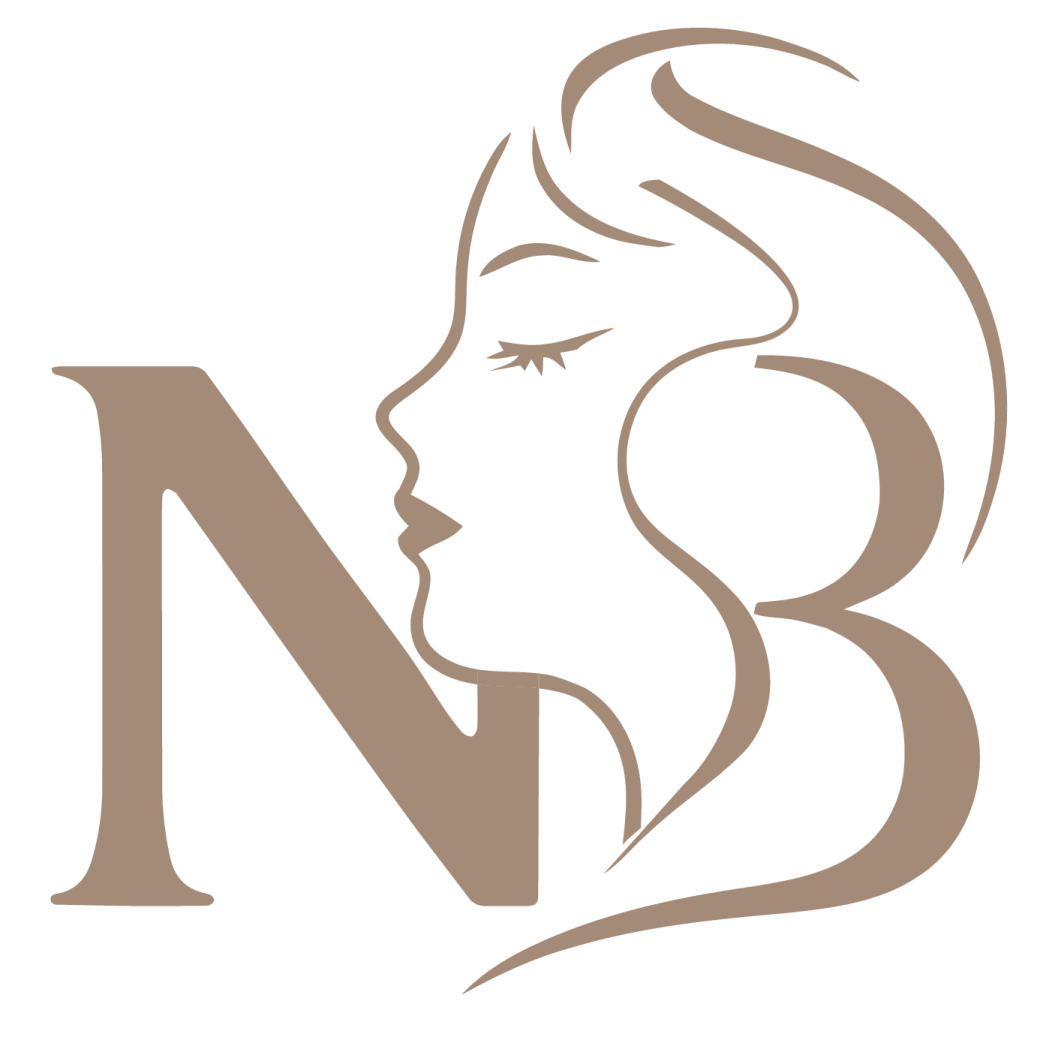 a woman's profile with the letter n