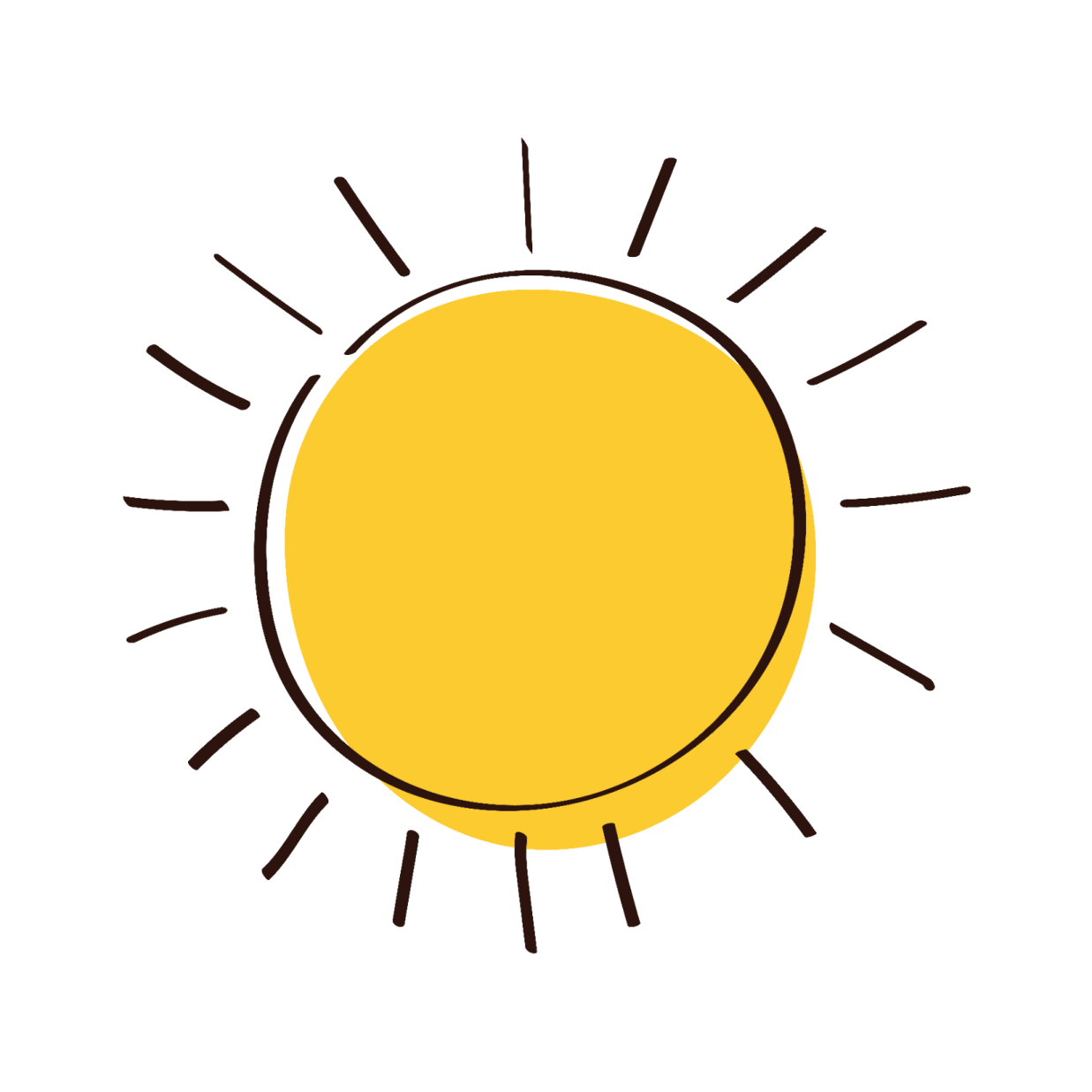 a yellow sun on a white background