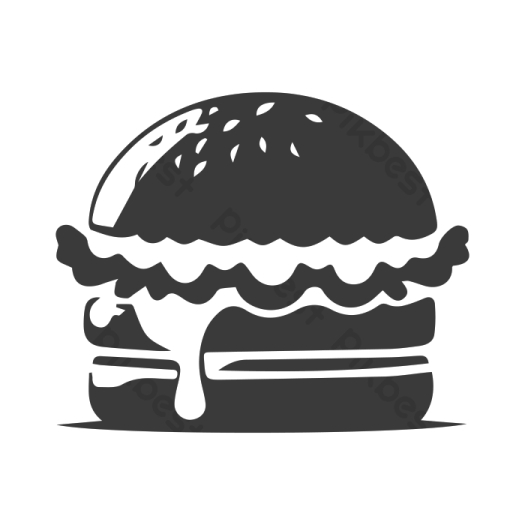 a black and white silhouette of a hamburger