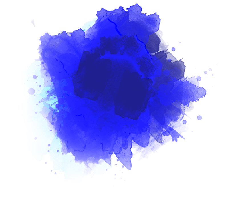 a blue ink spot on a white background