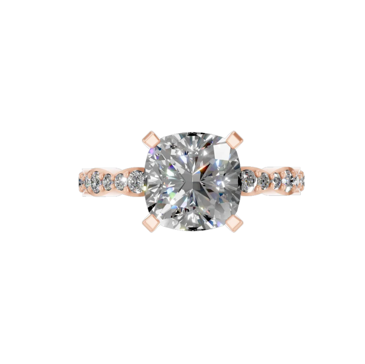 a diamond engagement ring with diamonds on the band